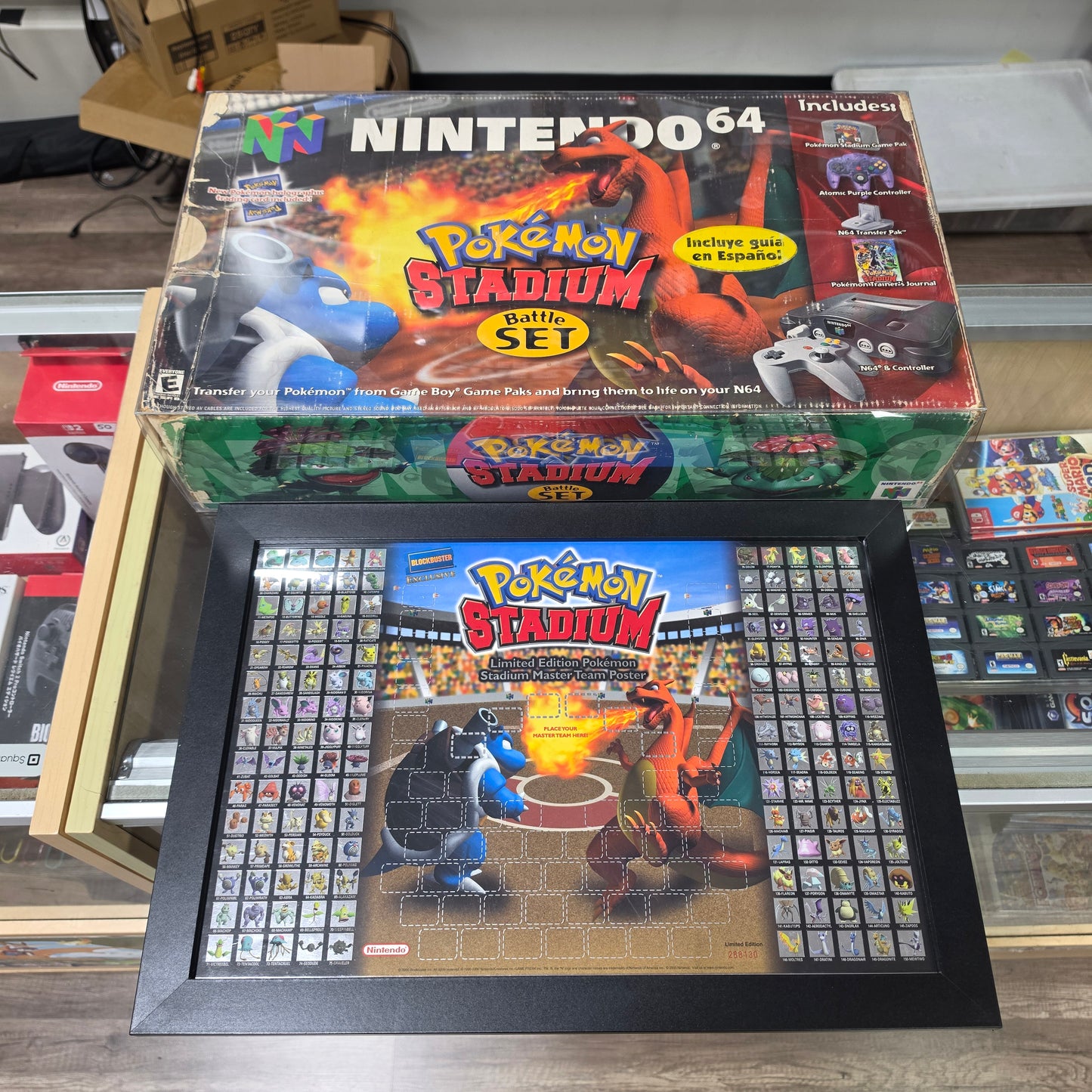 Nintendo 64 System [Pokemon Stadium Battle Set] With Graded Pokémon Card (Porygon PSA 8)