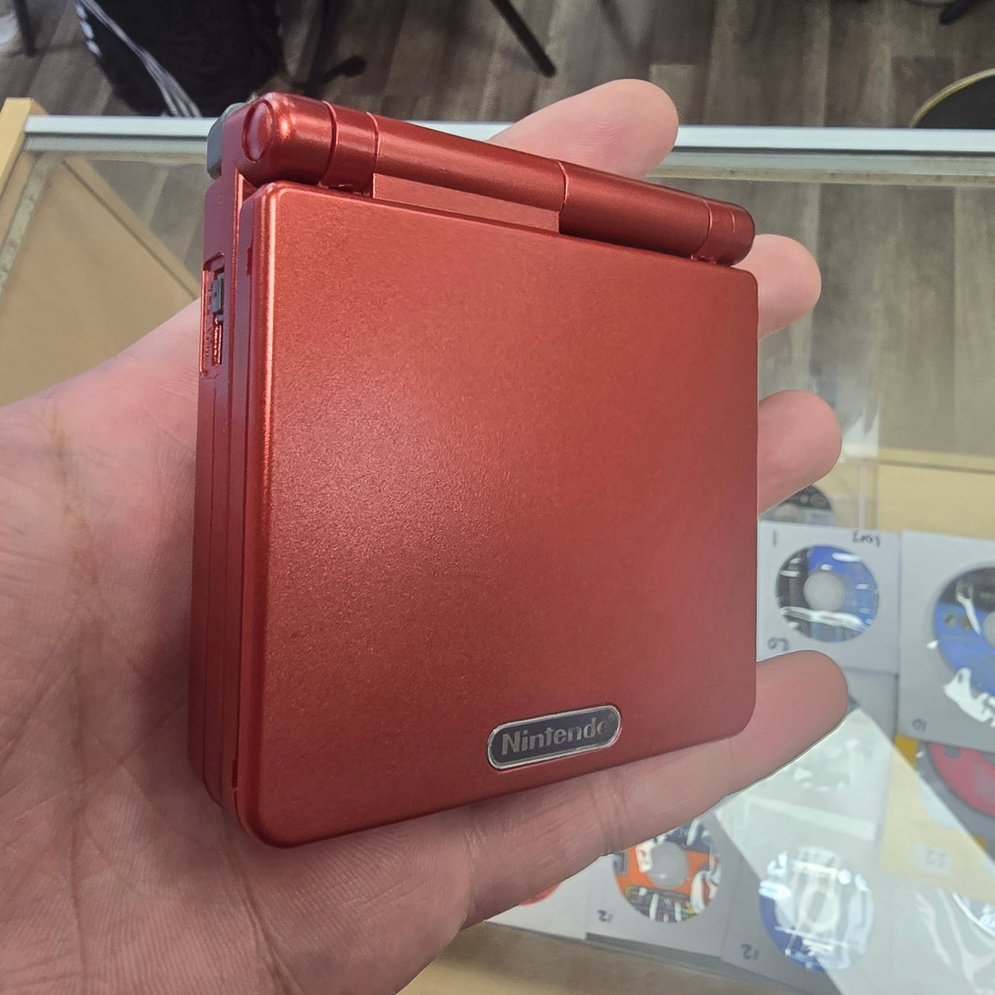 Red Nintendo Gameboy Advance SP with Custom Brighter Screen and Reshell