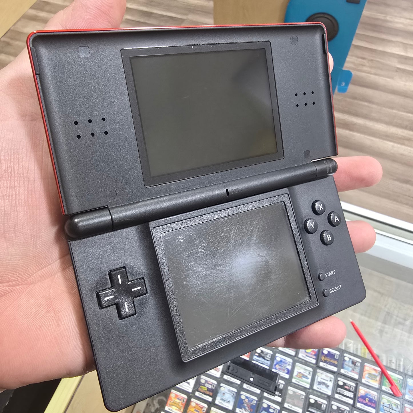 Red Nintendo DS Lite Handheld System with Charger