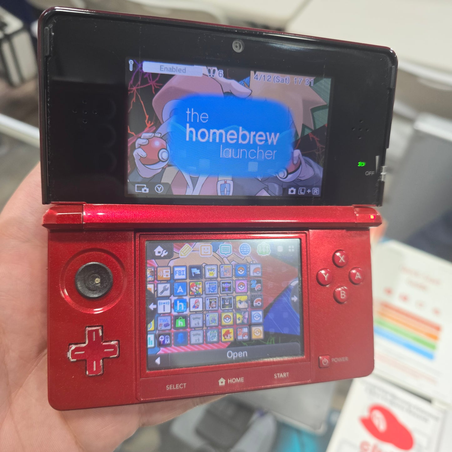 Nintendo 3DS Flame Red CIB with Homebrew