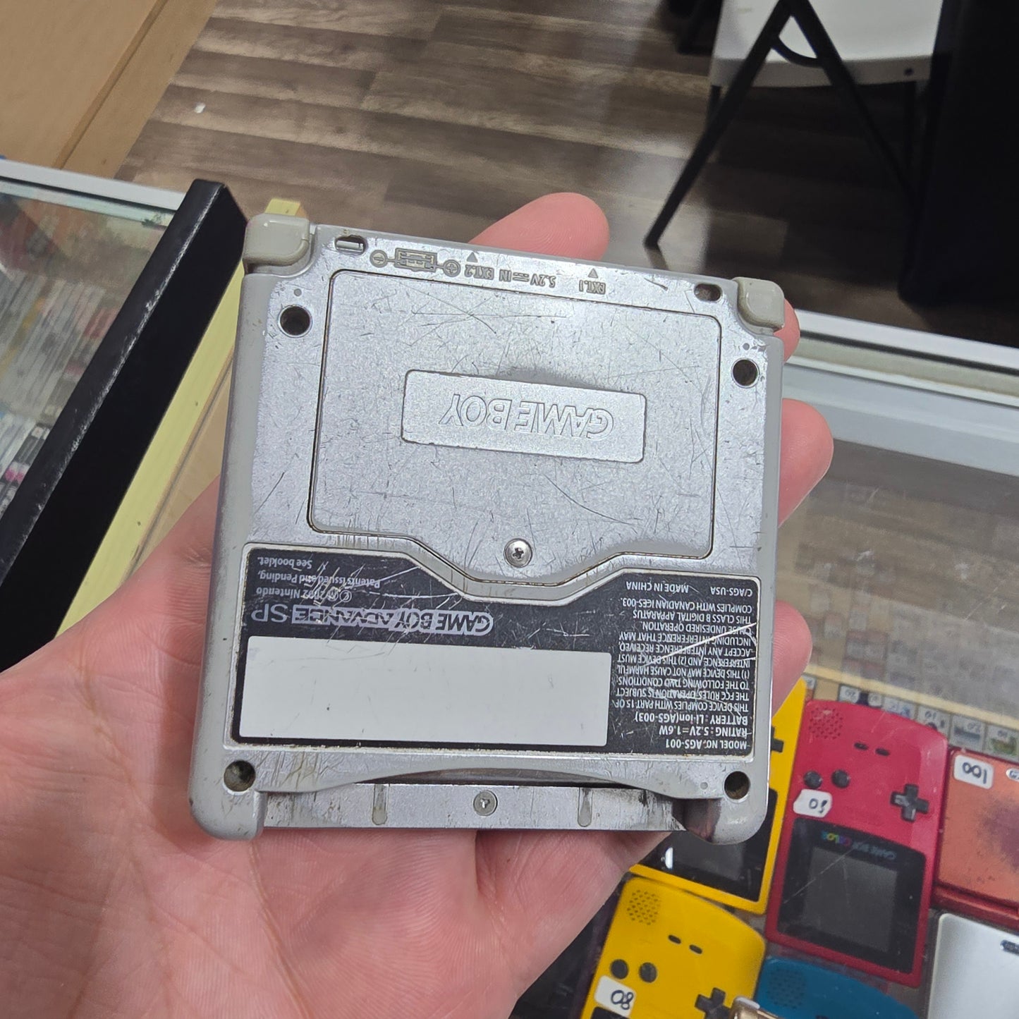 Silver Nintendo Gameboy Advance SP Handheld System with Charger (Rough shell) 001 Model