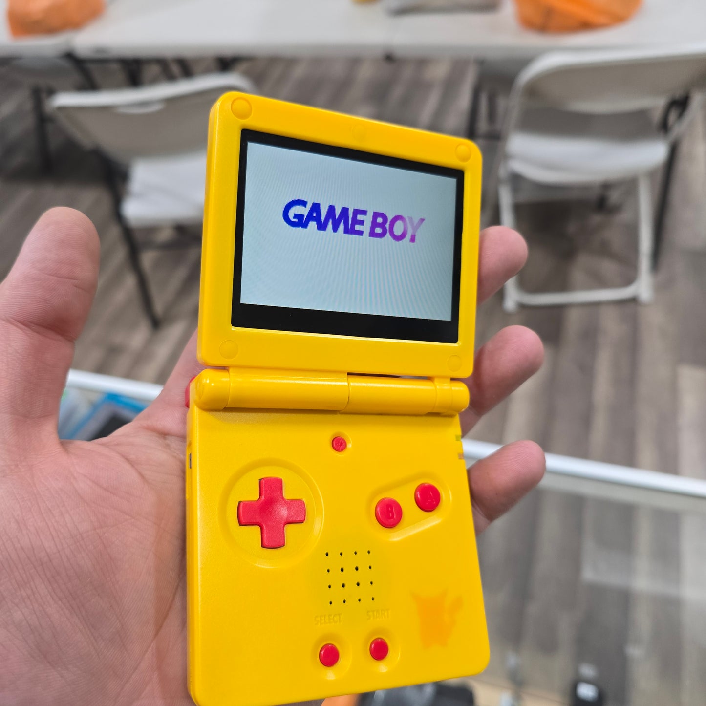 Custom Pikachu Nintendo Gameboy Advance SP Handheld System With IPS Brighter Screen and Charger (RESHELL)