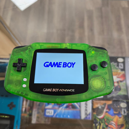 Green Transparent Nintendo Gameboy Advance with Custom Brigther Screen and Shell