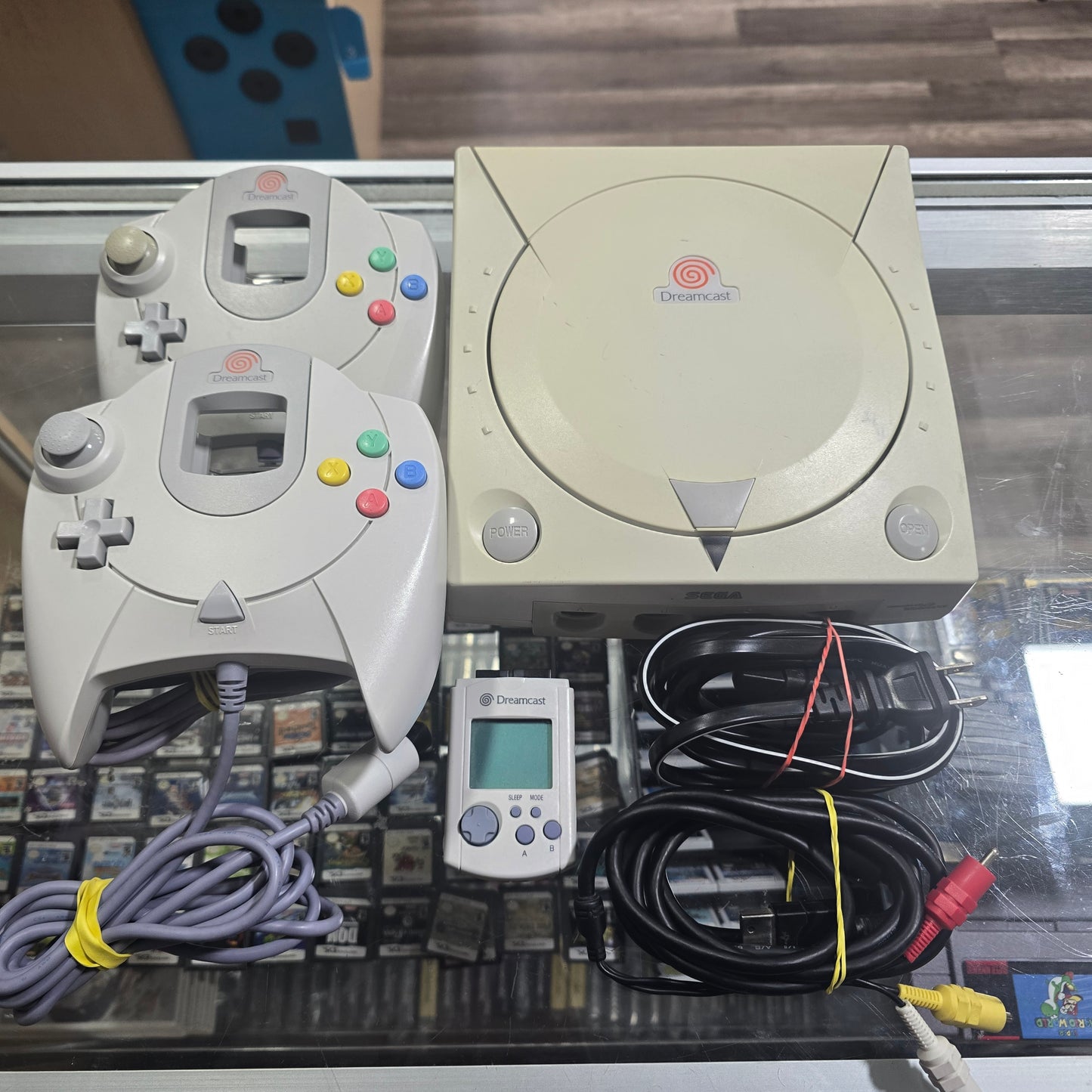 Sega Dreamcast System with 2 Controllers, VMU, and Game