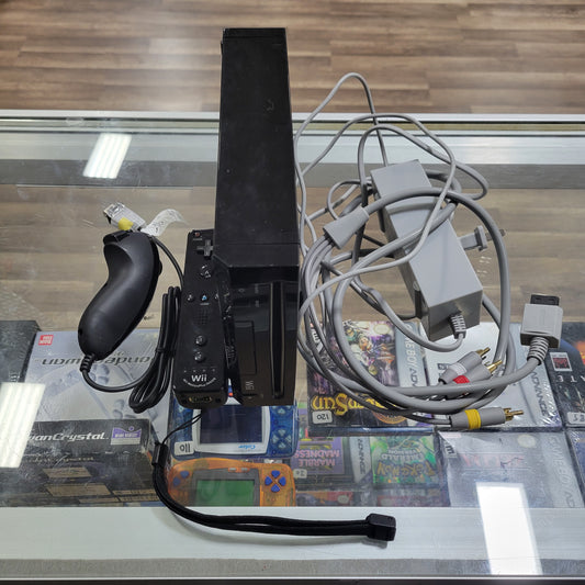 Black Nintendo Wii System Controller video and power cables included