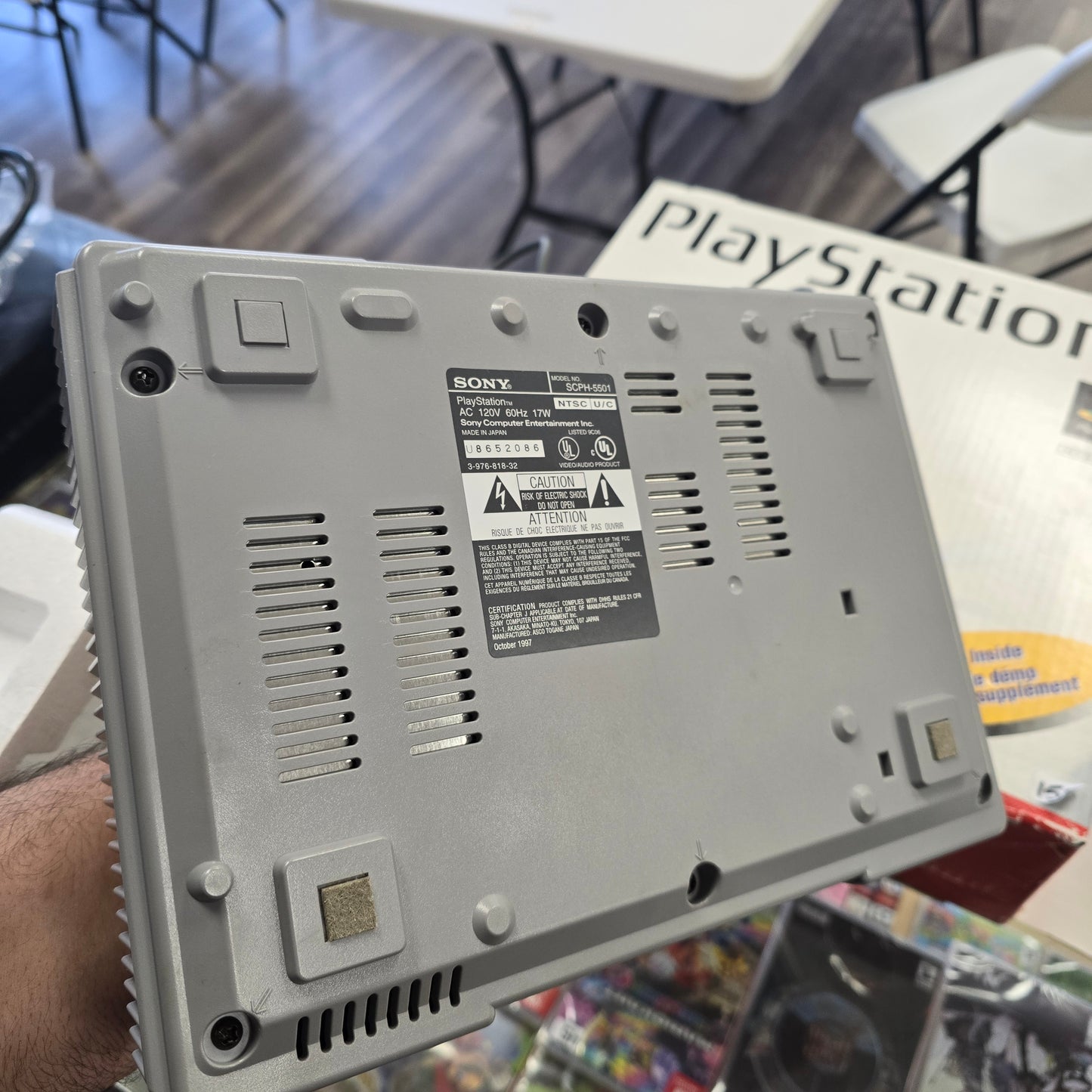 PlayStation 1 System Boxed with controller, wires, and memory card