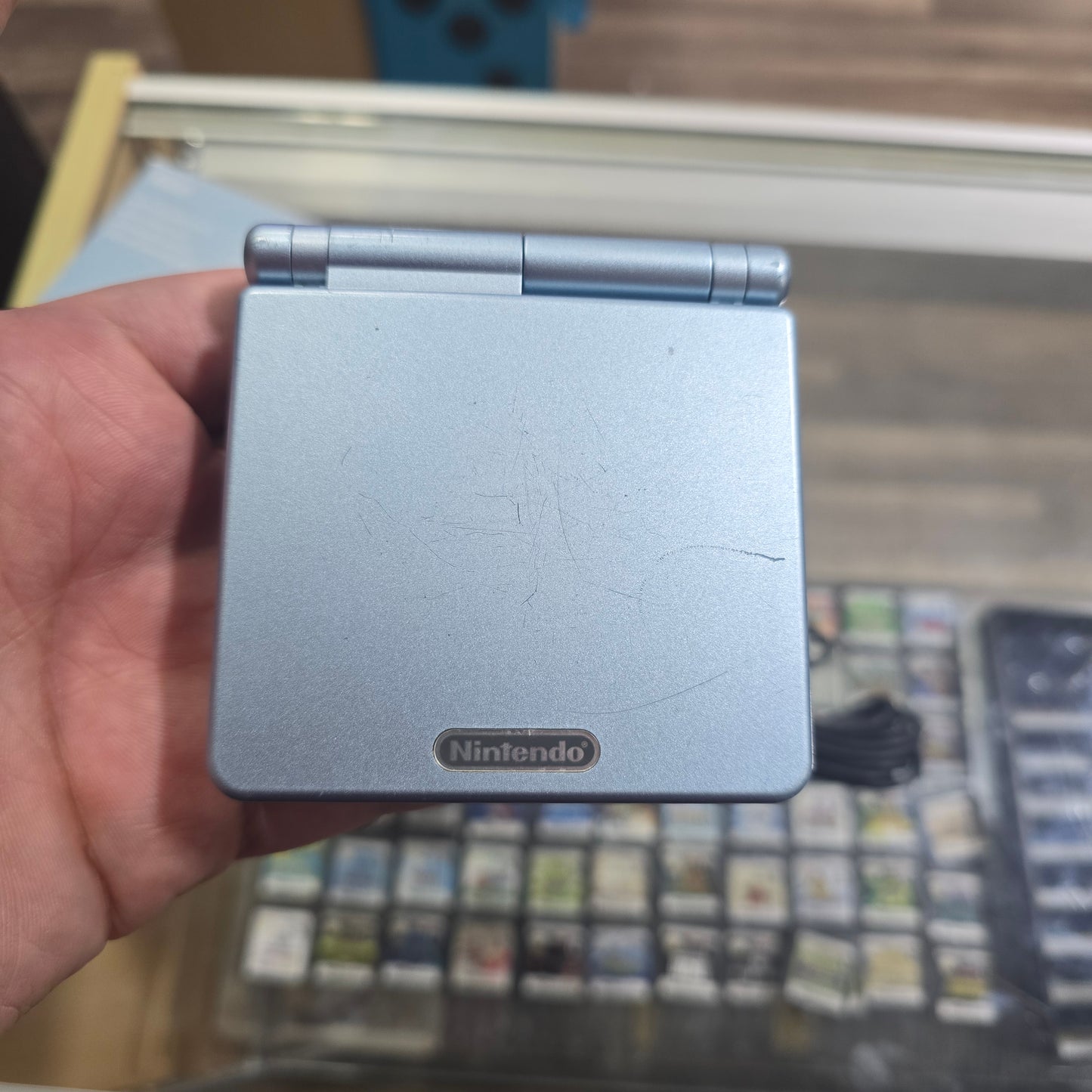 Light Blue Nintendo Gameboy Advance SP Handheld with Charger in Box