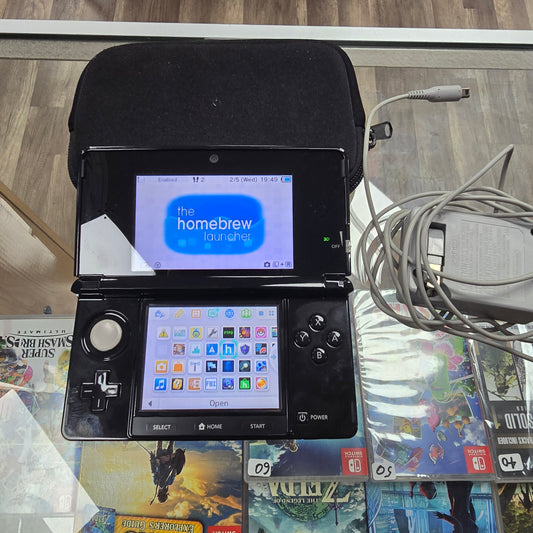 Black Nintendo 3DS Handheld System with Homebrew