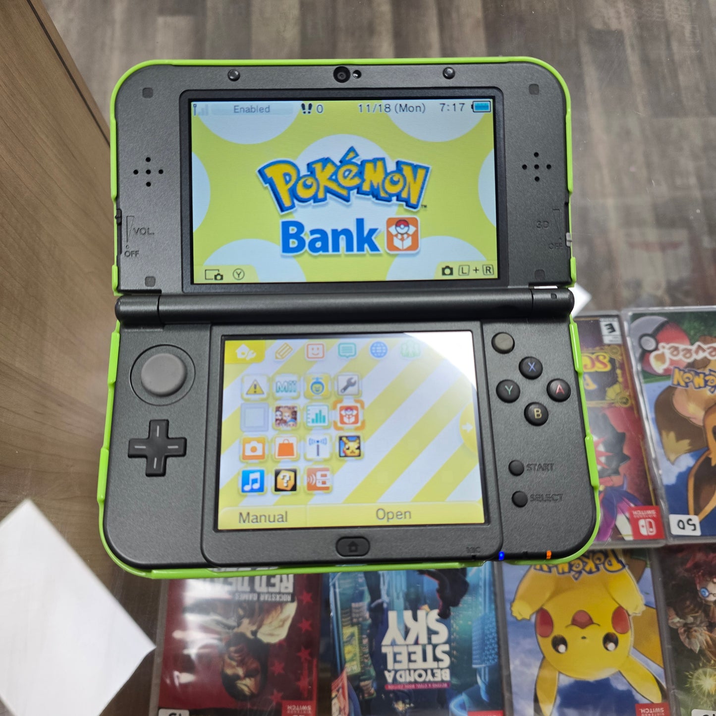 "New" Nintendo 3ds XL System with Yoshi Shell Protector (Has Pokémon Bank) Comes with Charger