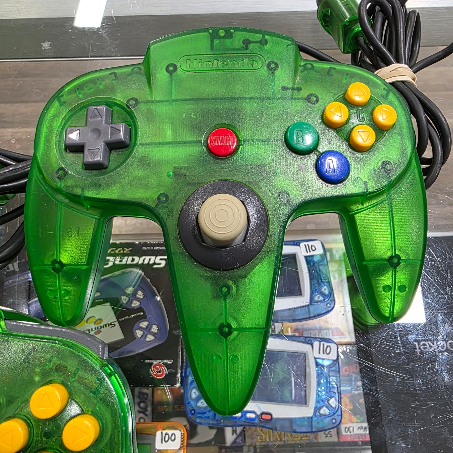 Fantastic Jungle Green Nintendo 64 System [Power Video cable 2 controllers included] [second controller 3rd party stick]
