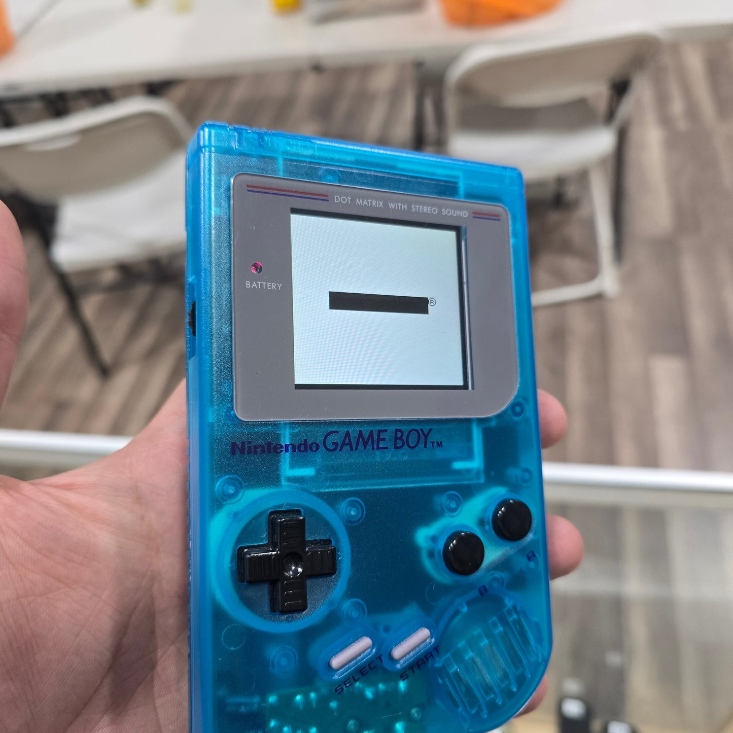 Custom Transparent Blue Nintendo Gameboy Handheld System with Custom Brighter Screen