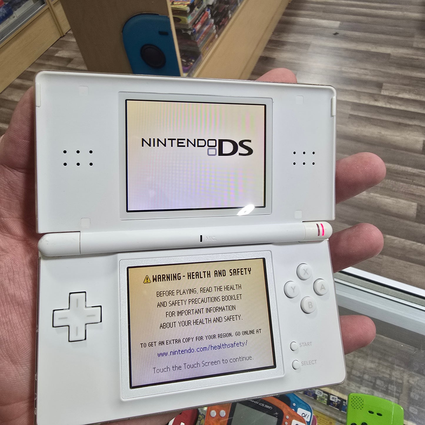 White Nintendo DS Lite (Rough Condition) with Charger (Yellowed Screen)