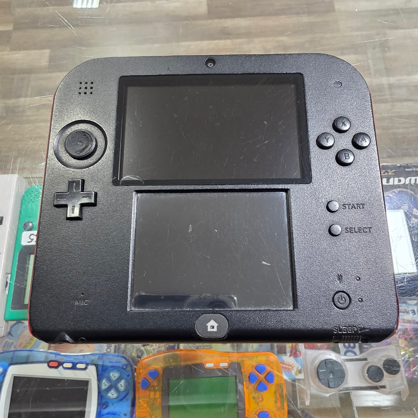 Red Nintendo 2DS System [Charger Included] [Thumbstick Rubber Missing]