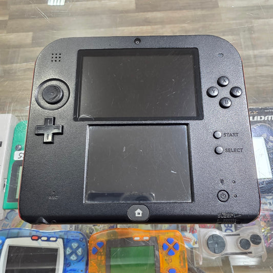 Red Nintendo 2DS System [Charger Included] [Thumbstick Rubber Missing]