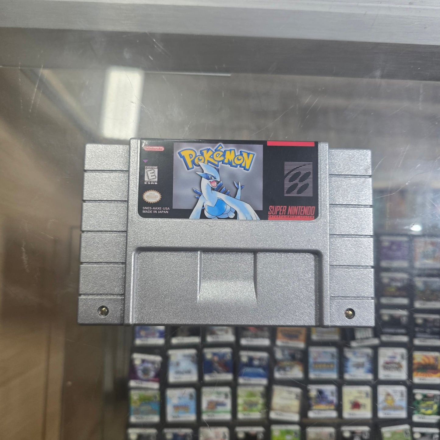 Custom Pokémon Super Nintendo Cartridge with Trade Port (Pokémon Silver)