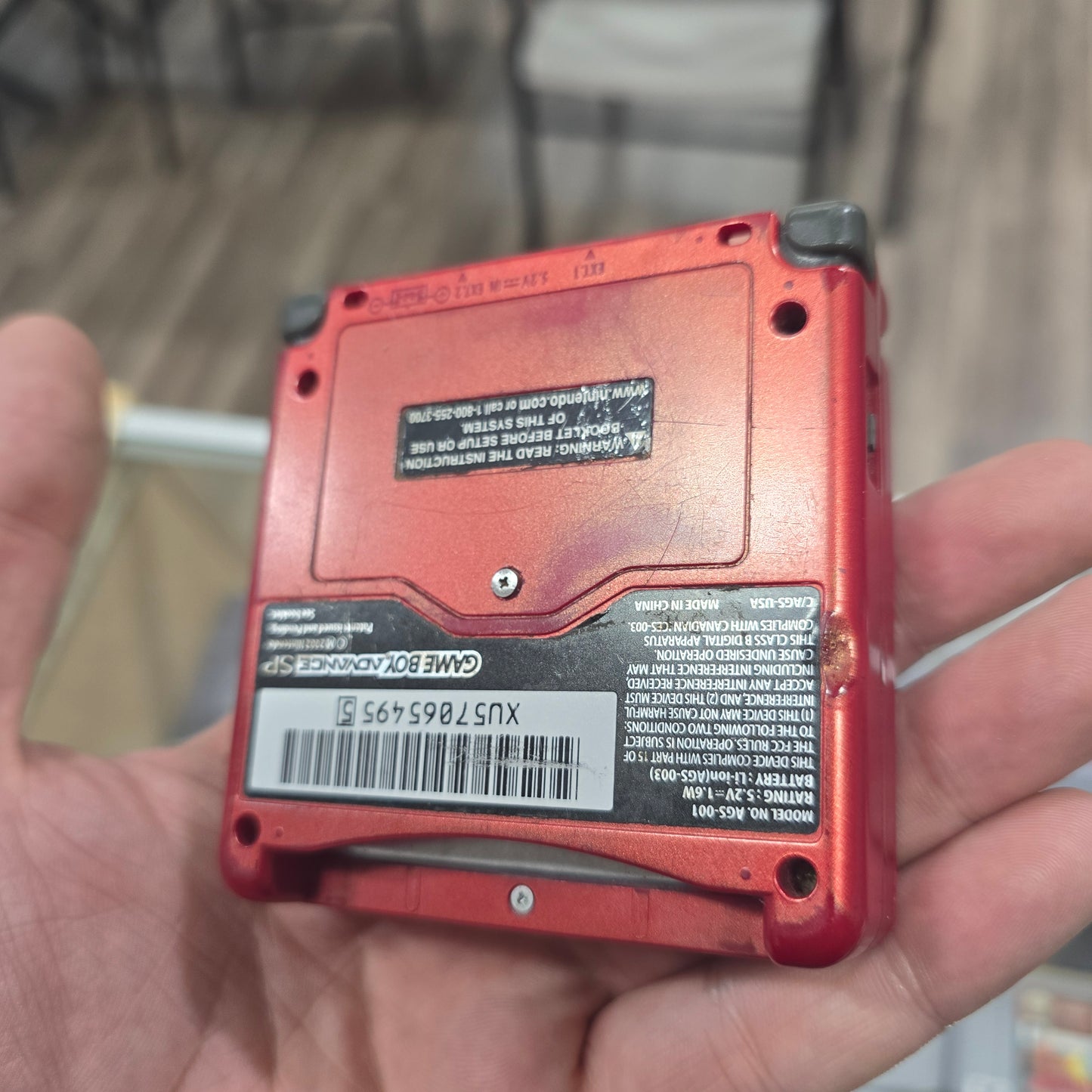 Red Nintendo Gameboy Advance SP 001 Model with Charger