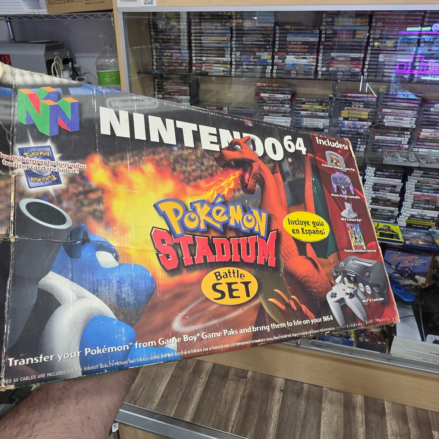 Nintendo 64 System [Pokemon Stadium Battle Set] With Graded Pokémon Card (Porygon PSA 8)