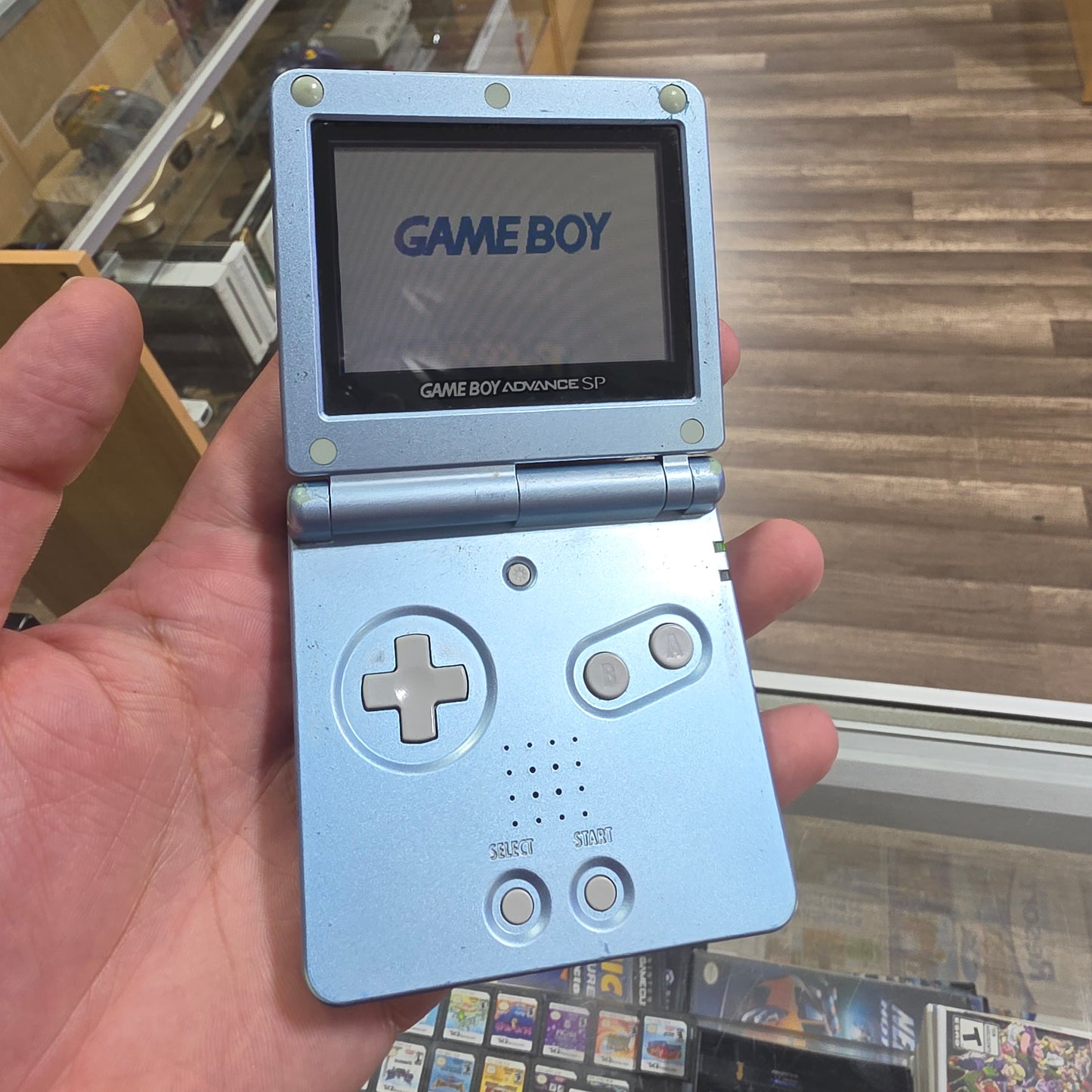 Pearl Blue Nintendo Gameboy Advance SP Handheld System with Charger Model 001