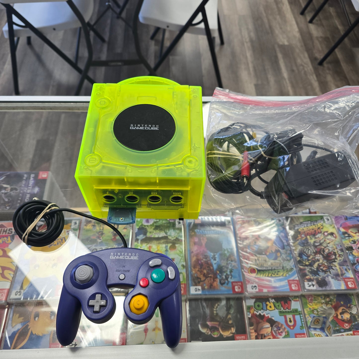 Custom Modded Nintendo GameCube System with New Green Transparent Shell